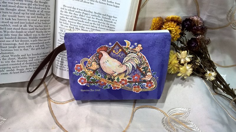 <Animals in the Secret Land> Rooster Clutch / Pouch - Clutch Bags - Polyester Purple