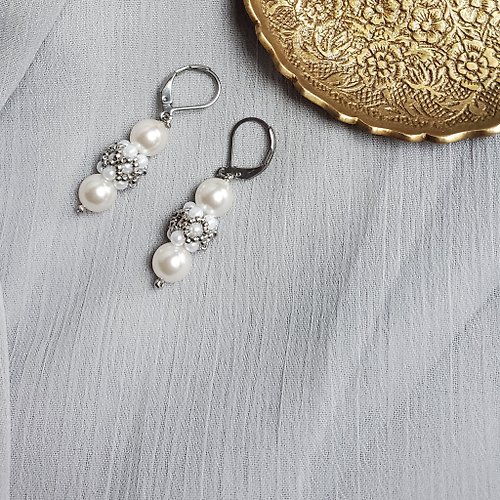 AN2 珠飾黃銅飾品 史托亞珍珠復古耳環