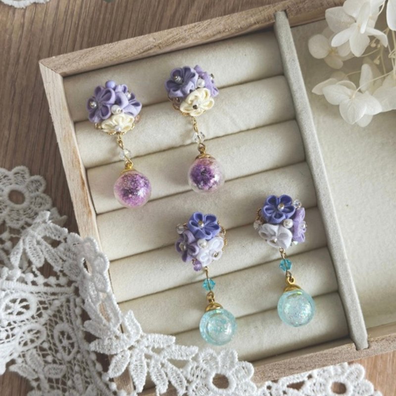 Purple Style - Purple Hydrangea Earrings - - Earrings & Clip-ons - Cotton & Hemp Purple