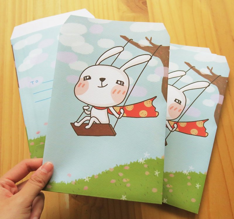 Gift bag - rabbit rabbit superman enjoy your life (five into) - Cards & Postcards - Paper Blue