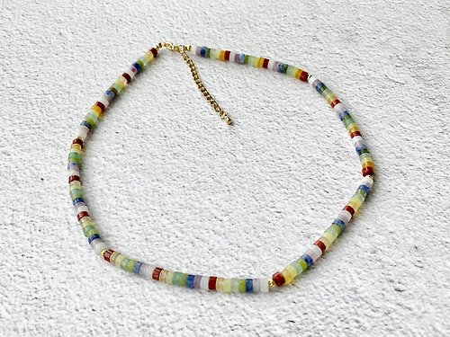 鯨象手作 Jing-Siang Handmade Jewelry 繽紛彩虹天然石 鎖骨鏈 項鍊