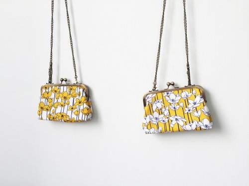 Yellow flowers clasp frame bag/with chain/ cosmetic bag - Shop Wahr  Messenger Bags & Sling Bags - Pinkoi