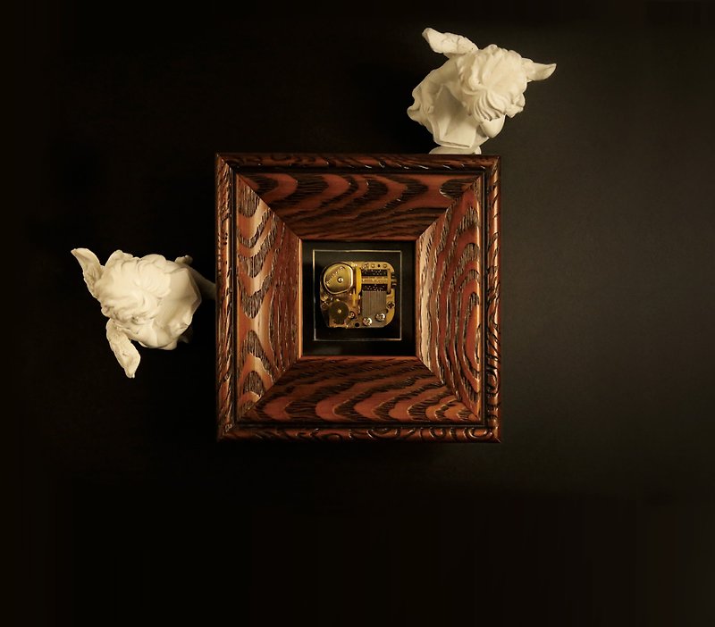 巫雕刻時光相框式音樂盒 - 裝飾/擺設  - 木頭 咖啡色