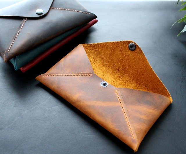 Handmade Long Leather Wallet, Long Envelope Wallet for