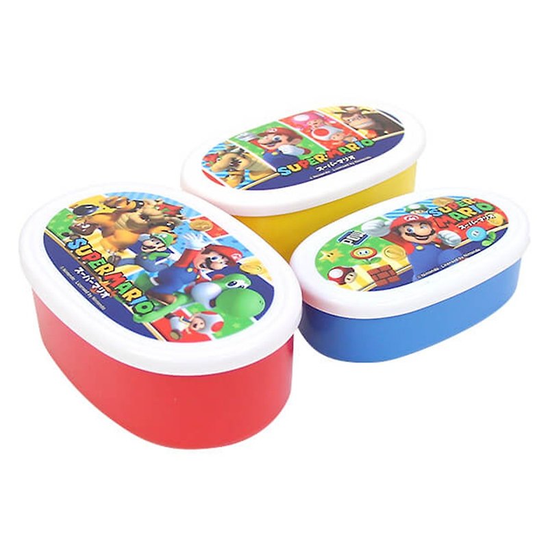 【任天堂】超級瑪利歐愛心便當盒組(3個一套) - 便當盒/食物袋 - 塑膠 多色