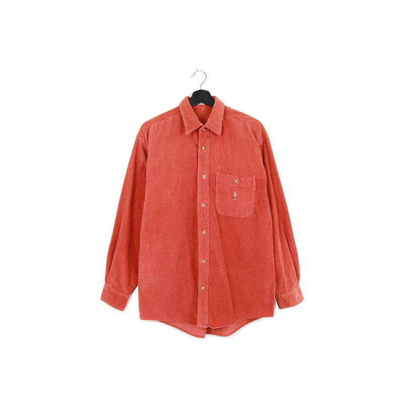 Back to Green :: corduroy peach shirt // both men and women wear // vintage (SH-04) - Men's Shirts - Cotton & Hemp 