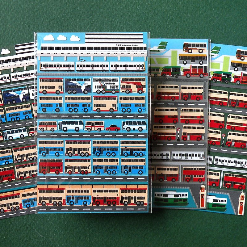 Hongkong Transports Stickers, Kowloon 1981-1983 (2 Pieces Set) - Stickers - Waterproof Material Red