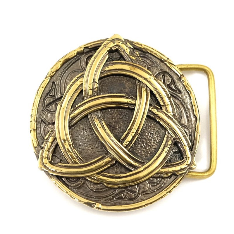 Triquetra soild brasbelt buckle, Celtic Trinity brass belt - 皮帶/腰帶 - 其他材質 金色