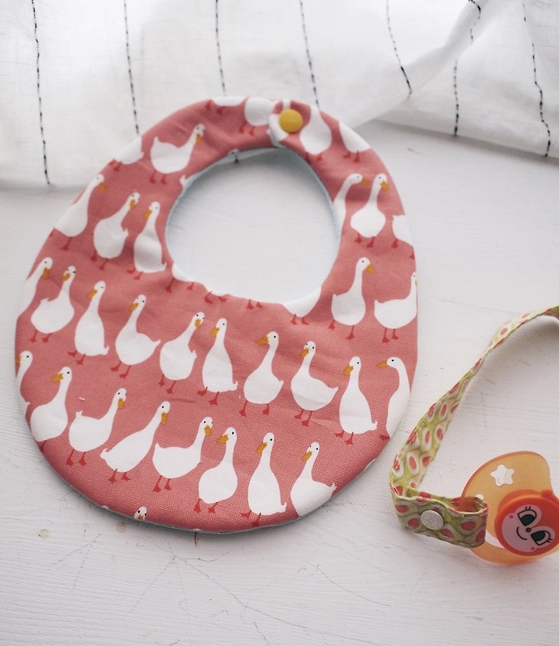 Goose handmade baby bib / saliva towel - round version - Bibs - Cotton & Hemp Pink