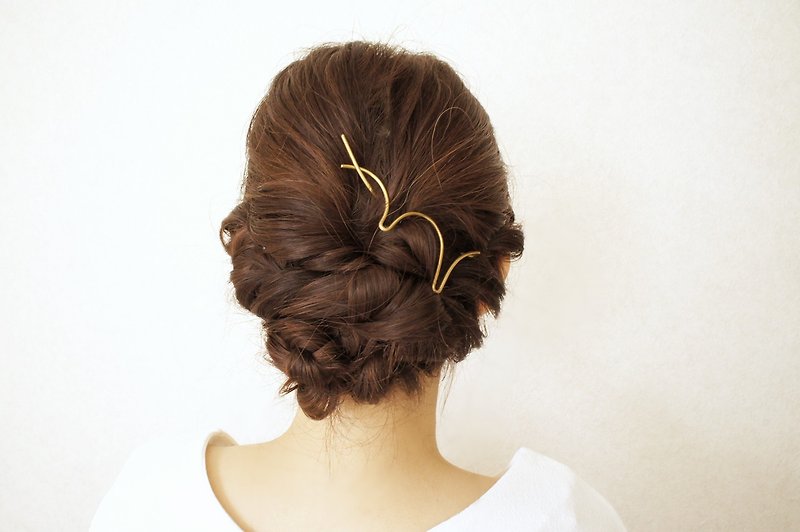 Hair clip　Hair accessories　(w) - Hair Accessories - Copper & Brass Gold