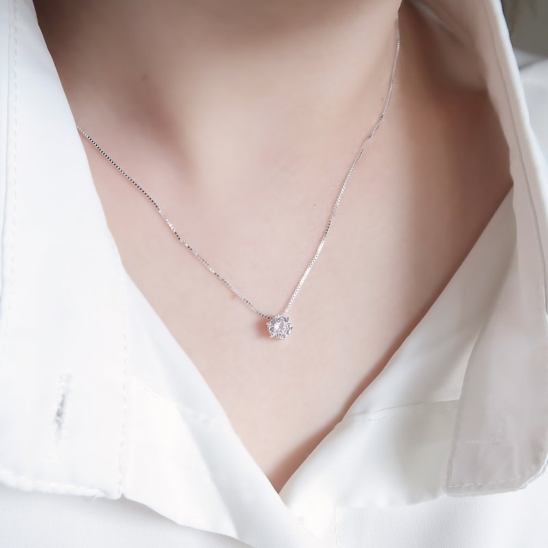 925 sterling silver classic Stone box chain necklace clavicle chain long chain free gift packaging - สร้อยคอ - เงินแท้ 