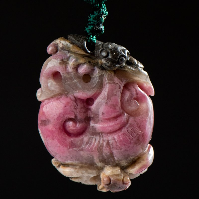 【ARTFINITY大藝石代】玫瑰石 如意成雙蝙蝠 項鍊 - 項鍊 - 石頭 多色