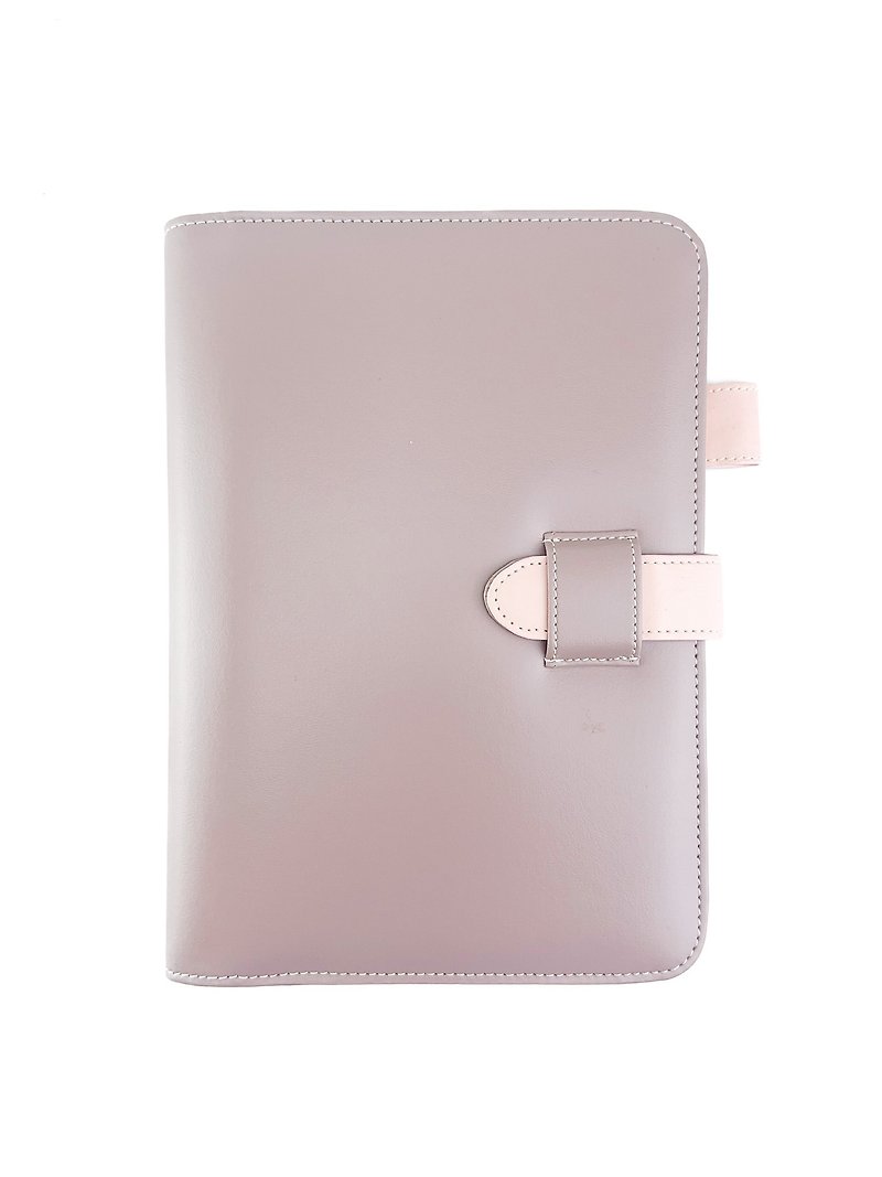 Premium PVC Leather A5 Notebook Cover in Grey Taupe & Baby Pink - Book Covers - Faux Leather Purple
