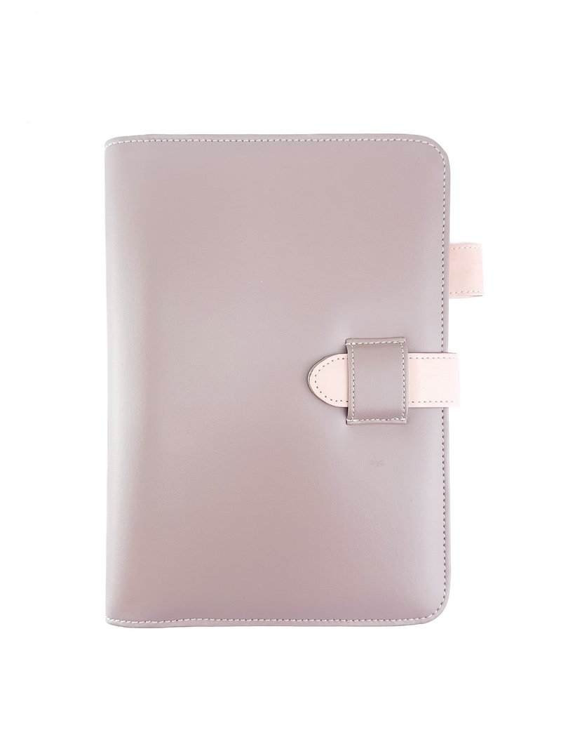 Premium PVC Leather A5 Notebook Cover in Grey Taupe & Baby Pink - 書衣/書套 - 人造皮革 紫色