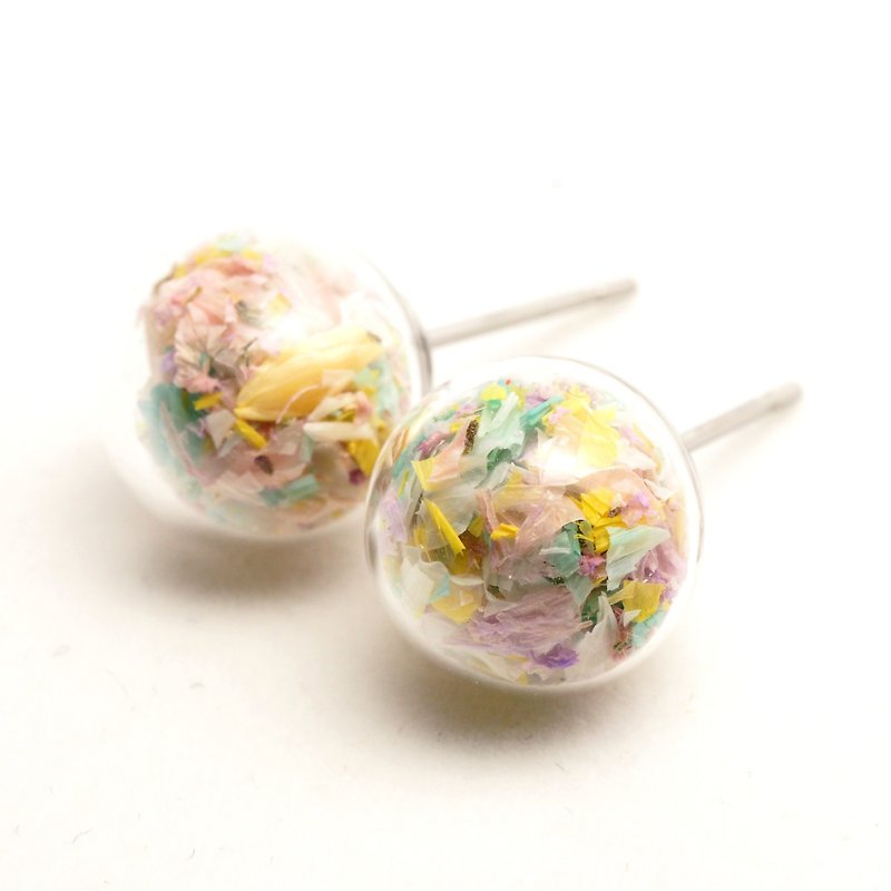 OMYWAY Handmade Dried Flower - Glass Globe - Earrings - Earrings & Clip-ons - Glass Multicolor