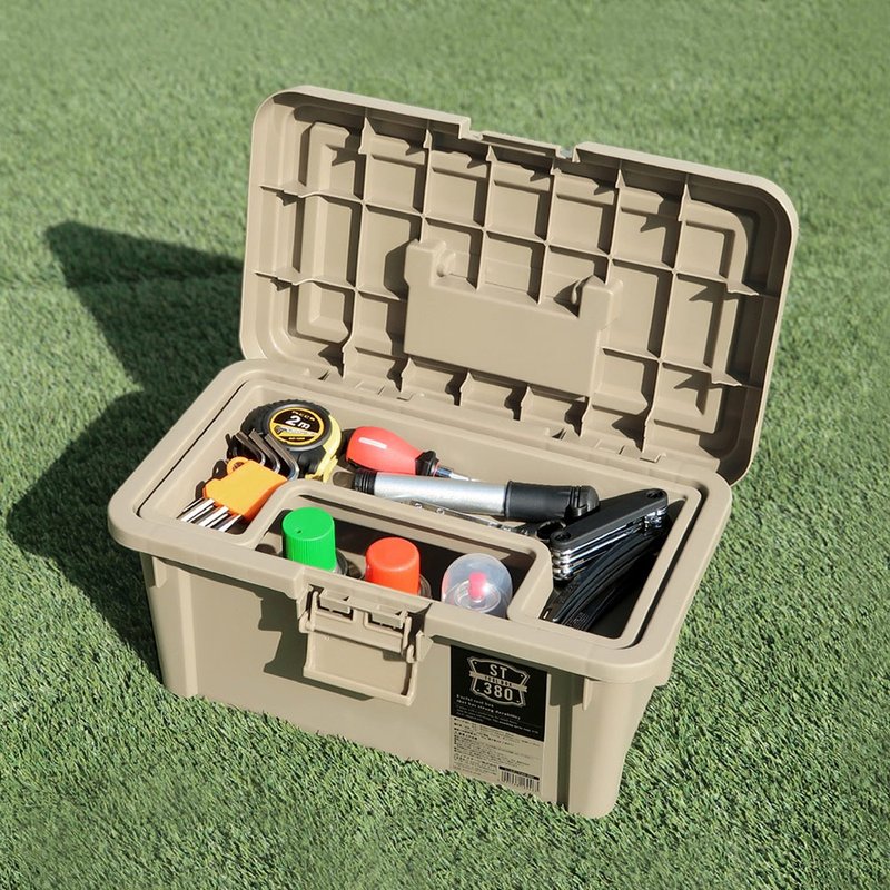 日本JEJ ASTAGE 日製軍風分隔式PP手提工具箱 (ST-380S) - 居家收納/收納盒/儲物盒 - 塑膠 卡其色