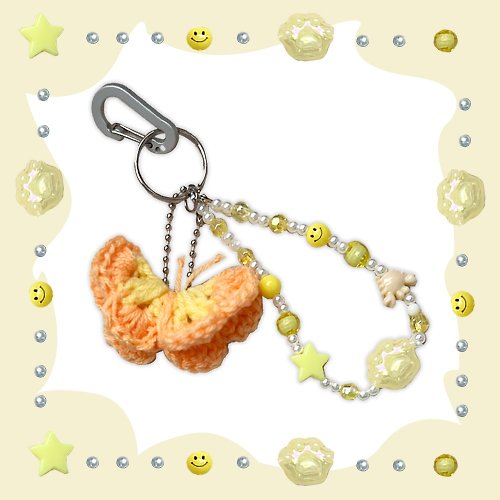 amlambrand butterfly bead keychain Yellow tone