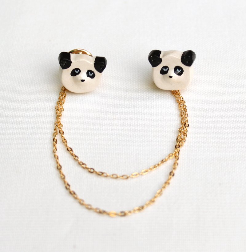 Handmade panda  brooches - Brooches - Clay White