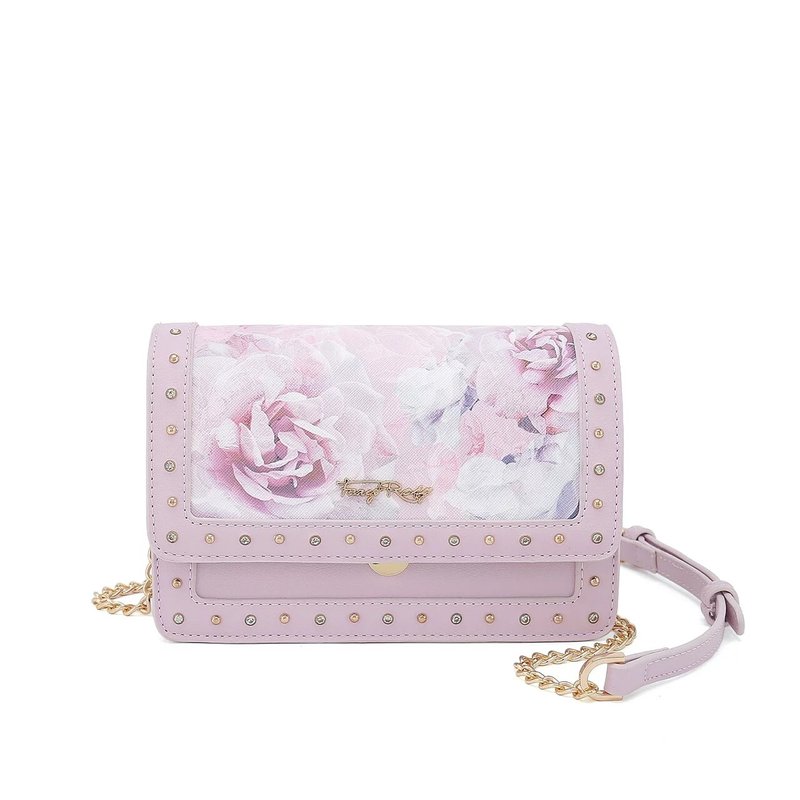 Printed stud side pockets - Messenger Bags & Sling Bags - Faux Leather Pink