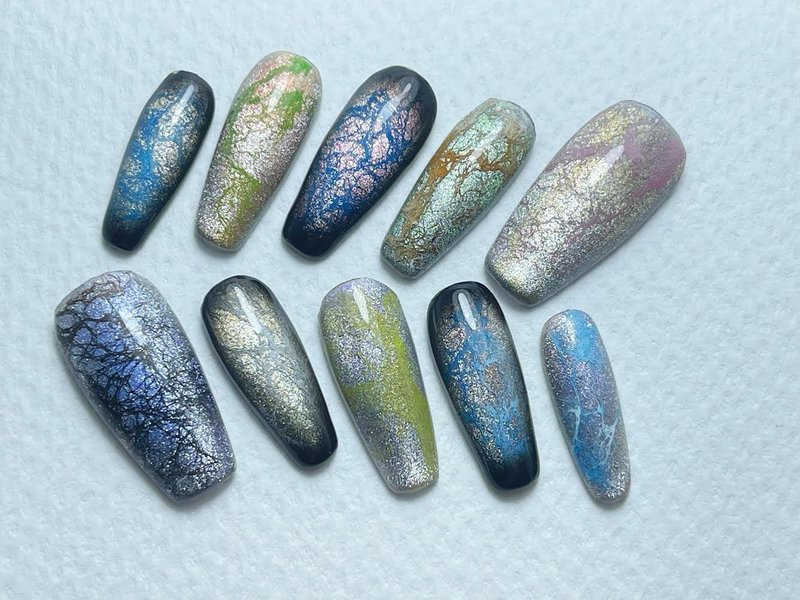 穿戴甲/手工繪製/酷炫貓眼編織紋 - 指甲油/指甲貼 - 其他材質 