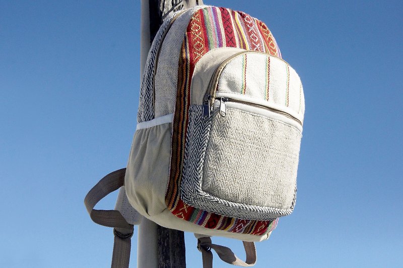 Valentine's Day gift Mother's Day gift limited a piece of cotton stitching design backpack / shoulder bag / mountaineering bag / patchwork bag / cotton backpack / bag - Boho Moroccan desert national wind folk style (small) - กระเป๋าเป้สะพายหลัง - ผ้าฝ้าย/ผ้าลินิน หลากหลายสี