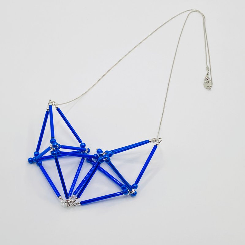 3D Heart NECKLACE【Blue】 - 項鍊 - 玻璃 藍色