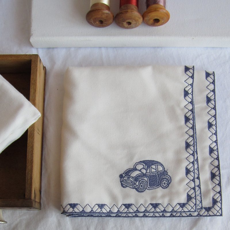 Mini Car  Embroidered Handkerchief - ผ้าเช็ดหน้า - ไฟเบอร์อื่นๆ 