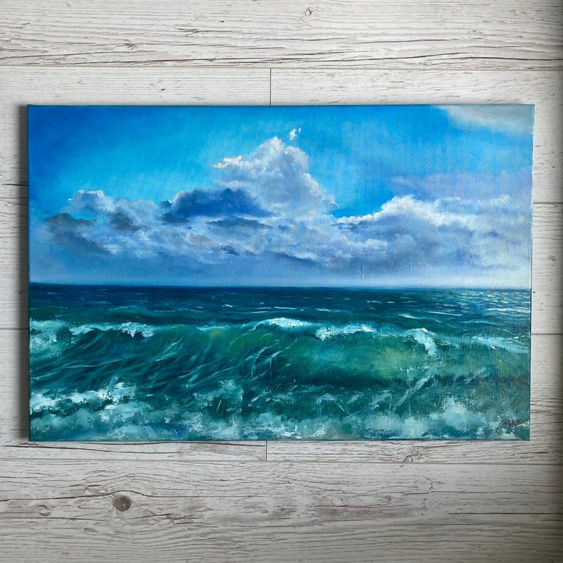 Blue Seascape Painting, Oil On Canvas, 海洋油画, 油畫 - 海報/掛畫/掛布 - 其他材質 藍色