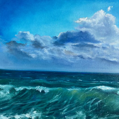 海の中 油絵 油絵 絵画【海中風景】 絵画 HR 通販 16198151｜Creema(クリーマ)