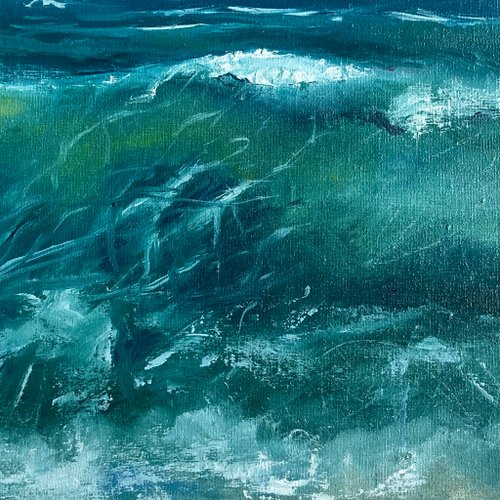 油彩/海の絵 青い海の絵、帆布に油彩、海洋油画、油畫 - ショップ