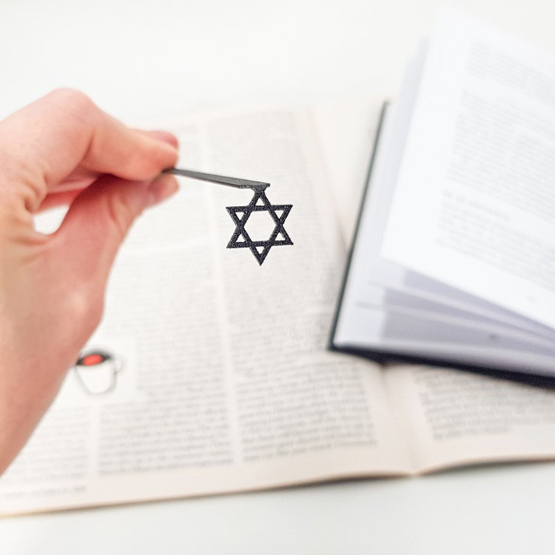 Star of David Metal Bookmark – Minimalist Handmade Page Marker - 書籤 - 其他金屬 黑色