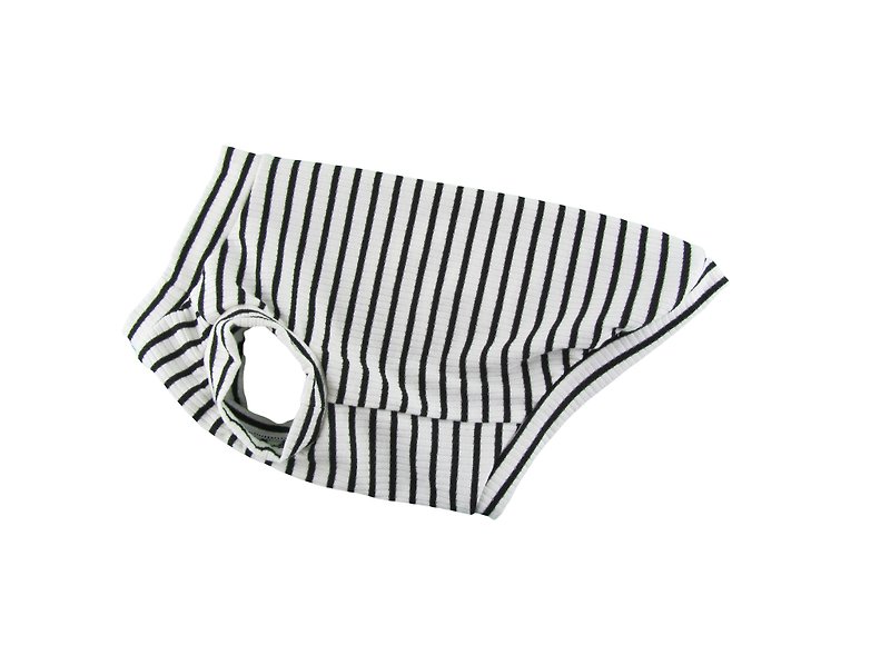 White & Black Stripe 4X2 Rib Knit Tank Top,Dog Apparel, Dog Fashion,  - ชุดสัตว์เลี้ยง - วัสดุอื่นๆ ขาว