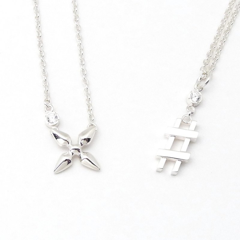 Birthstone for April / Musical symbols Pendant - Necklaces - Sterling Silver Transparent