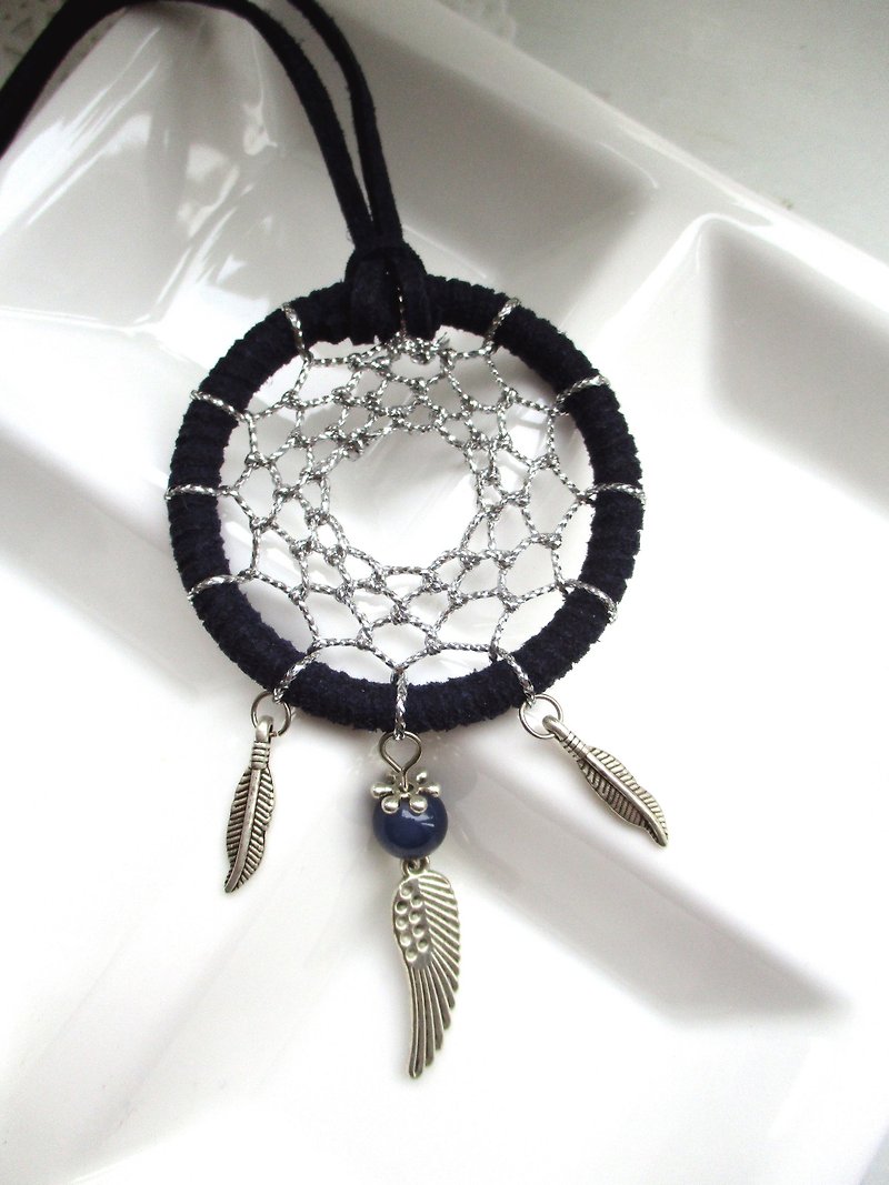 Small kite - Dreamcatcher Necklace - dark blue - Necklaces - Other Materials Blue