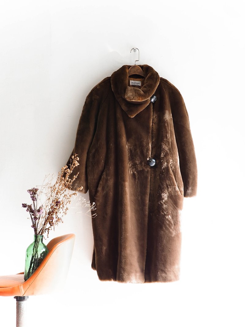 River water - Tochigi brown brown elegant tea time antique coat coat coat wool wool wool vintage overcoat - Women's Casual & Functional Jackets - Polyester Brown