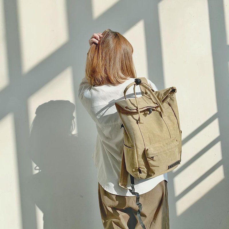 12inches 3way mixed bag/hand bag/shoulder bag/backpack/diaper bag(Khaki) - Backpacks - Nylon 