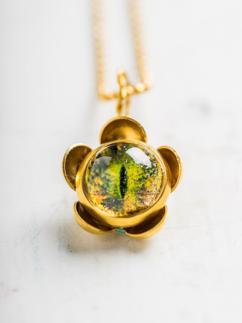 [Cat EYE] brass series 10mmEYE bud cat necklace - Necklaces - Other Metals Yellow