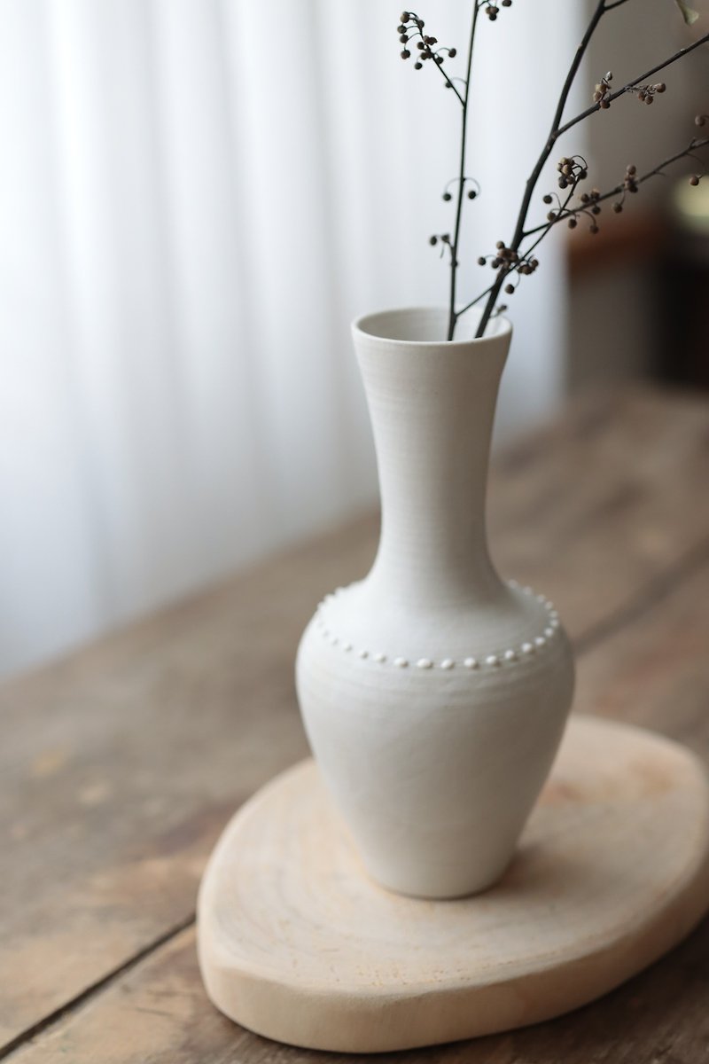 Aries Factory - Milky White Long Neck Flower Vessel - Pottery & Ceramics - Pottery 