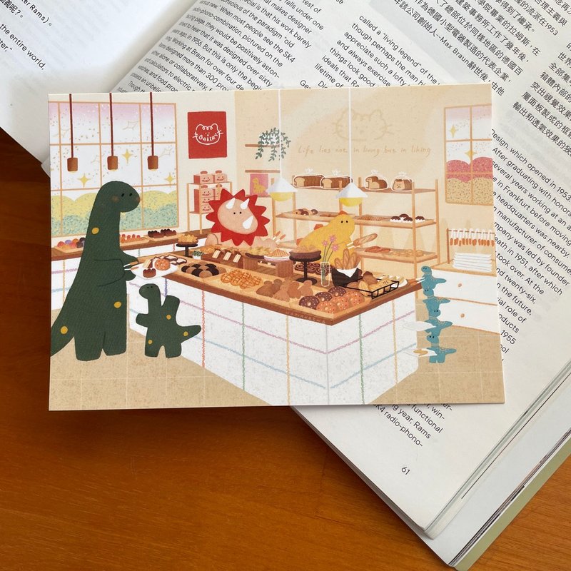 麵包店 恐龍明信片 - 卡片/明信片 - 紙 黃色