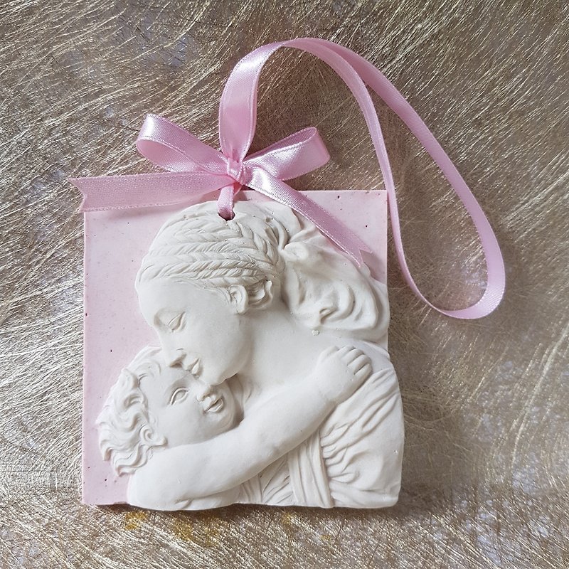 Aroma Stone wall plaque -  " Dreaming Mother and Child " - Fragrances - Other Materials Pink