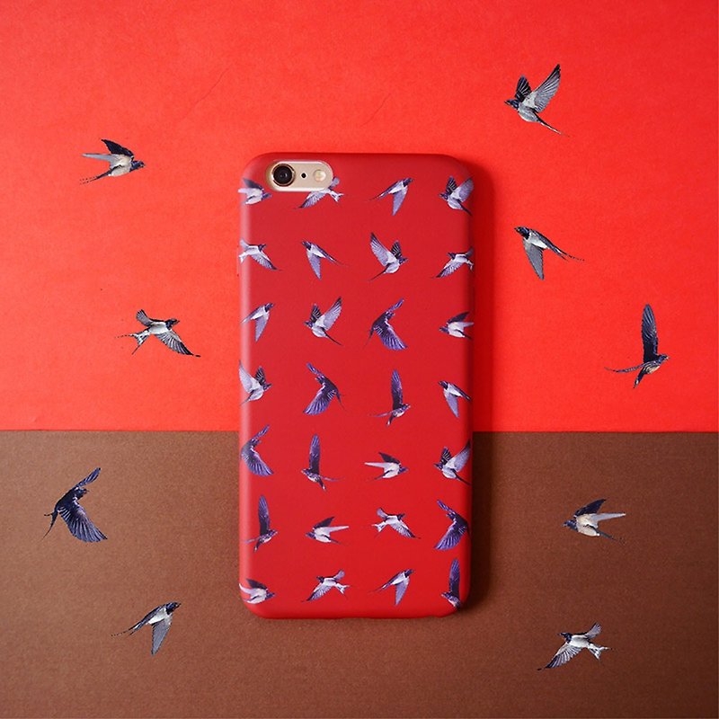 European style scarf swallow phone shell - Phone Cases - Other Materials Red