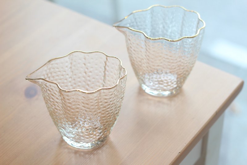 手工描繪金邊荷花玻璃茶海 公道杯 分享杯 - 茶具/茶杯 - 玻璃 透明