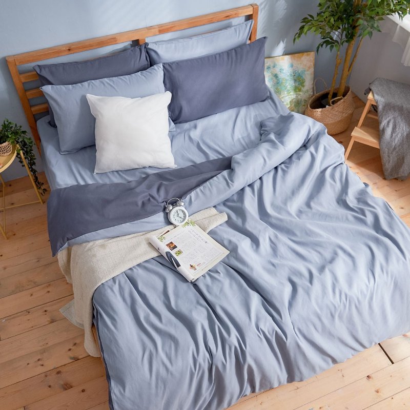床包被套組-單人/雙人/加大/ 舒柔棉 / 愛麗絲藍床包+雙藍被套 - 寢具/床包 - 其他材質 藍色