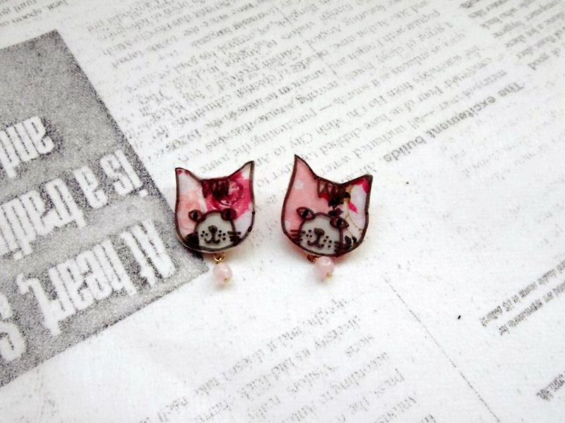 Cute Cat Shrink Plastic Earrings - ต่างหู - พลาสติก หลากหลายสี