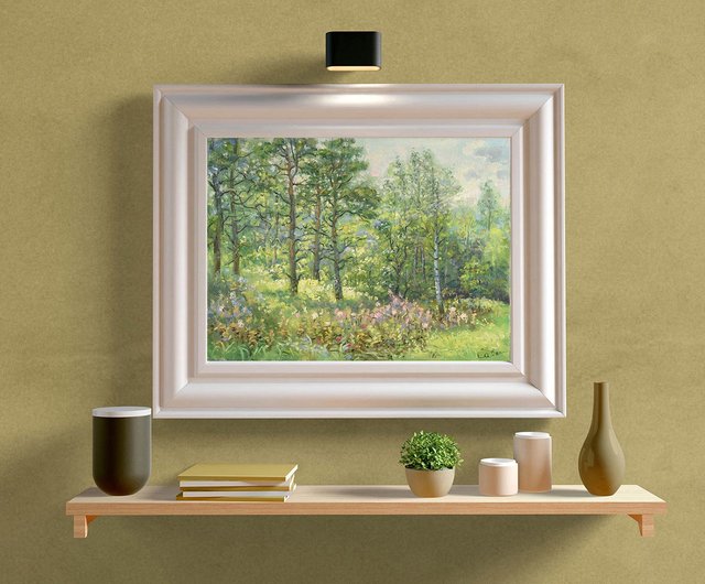 森の絵 風景 自然 オリジナルアート 戸外 芸術作品 印象派 - ショップ
