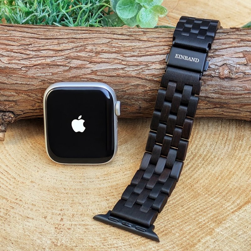 [Wooden Band] EINBAND Apple Watch Natural Wood Band Wooden Strap 20mm Ebony Wood - Women's Watches - Wood Brown