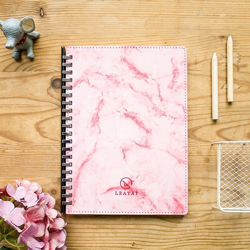 Affection。A5 Removable Binder Notebook with Plastic Slide - Marble Pink - สมุดบันทึก/สมุดปฏิทิน - กระดาษ สึชมพู