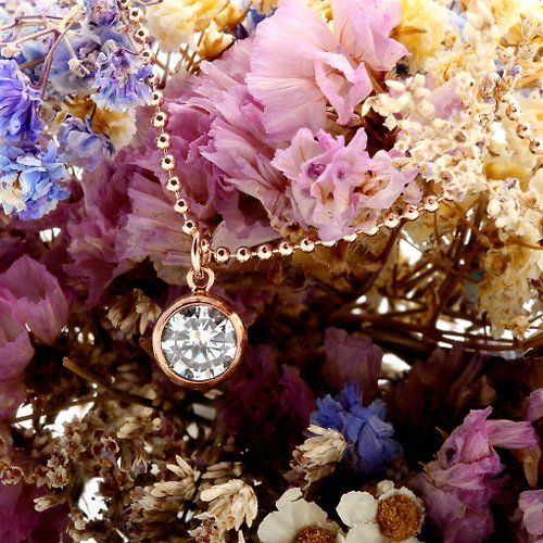 Angel & Me 珠寶銀飾 14KGF 玫瑰金 包金 單鑽 瑞士鑽石 八心八箭 項鍊 生日 禮物