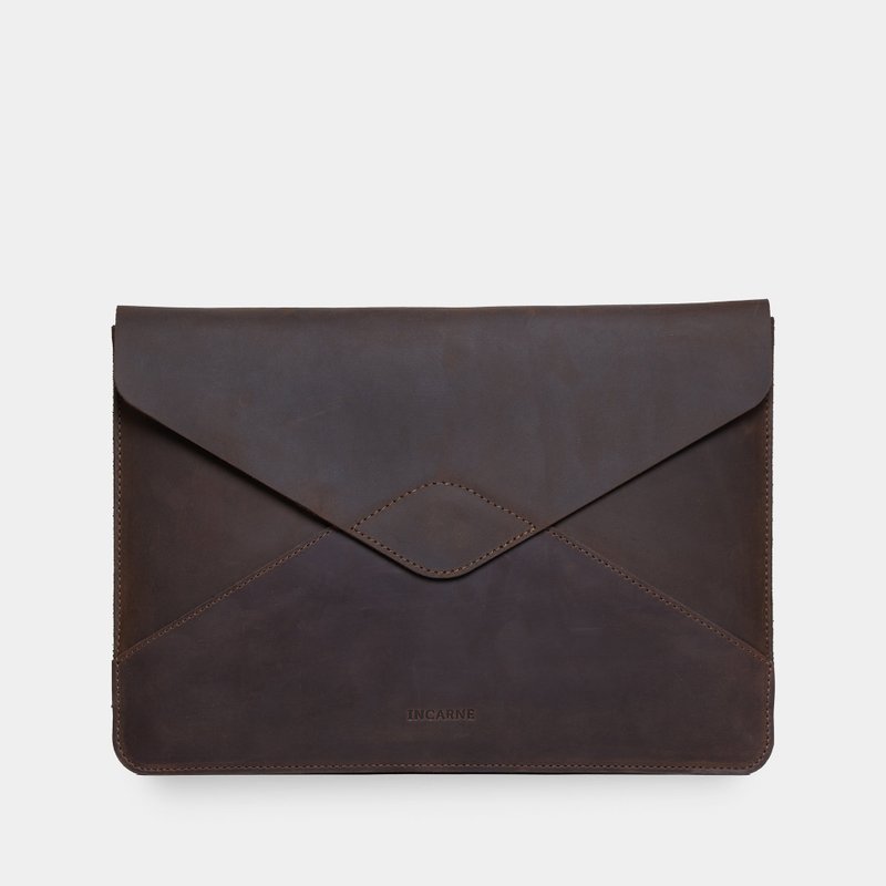 ซองใส่แล็ปท็อปหนังสีน้ำตาลสไตล์วินเทจ – เคสคอมพิวเตอร์ป้องกัน - เคสแท็บเล็ต - หนังแท้ สีนำ้ตาล