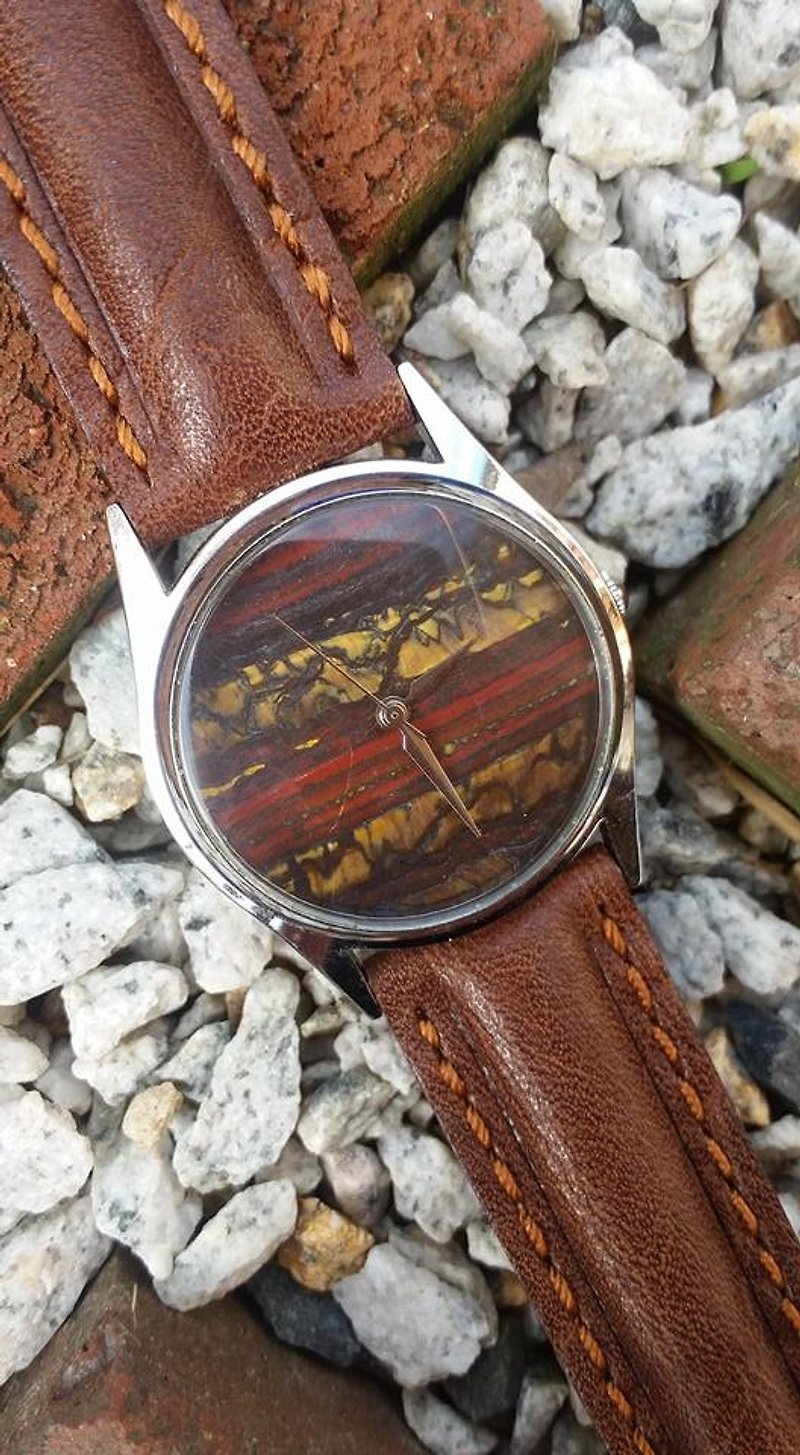 【Lost And Find】Natural metal tiger eye watch - นาฬิกาผู้หญิง - เครื่องเพชรพลอย สีนำ้ตาล